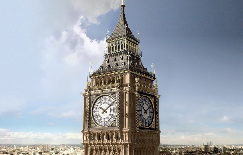 Часы на башне Кафедрального собора в Англии